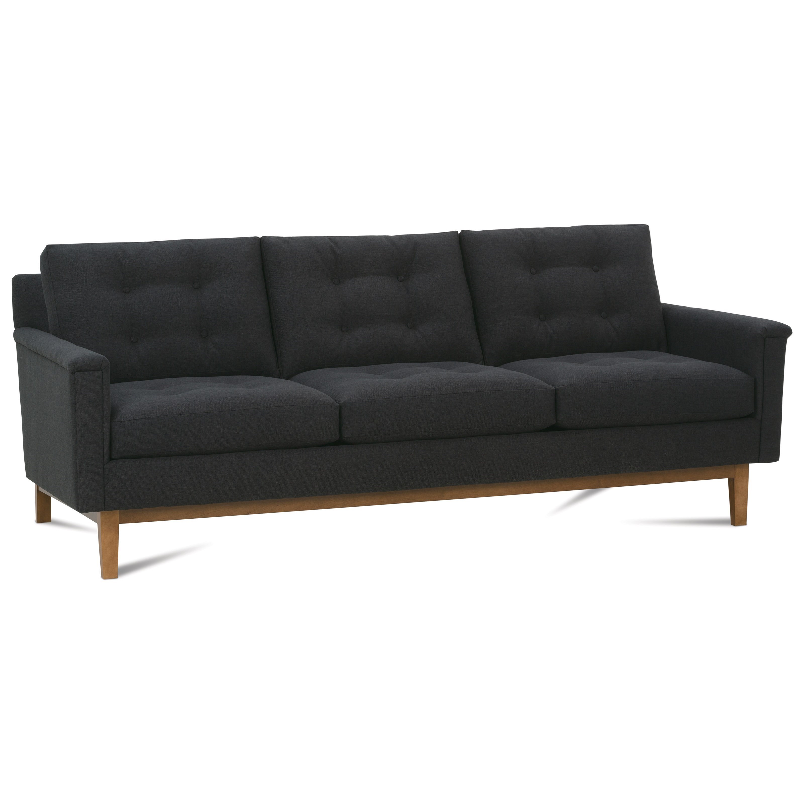 Rowe Ethan MidCentury Modern Sofa with Tufted Back Pillows Reeds